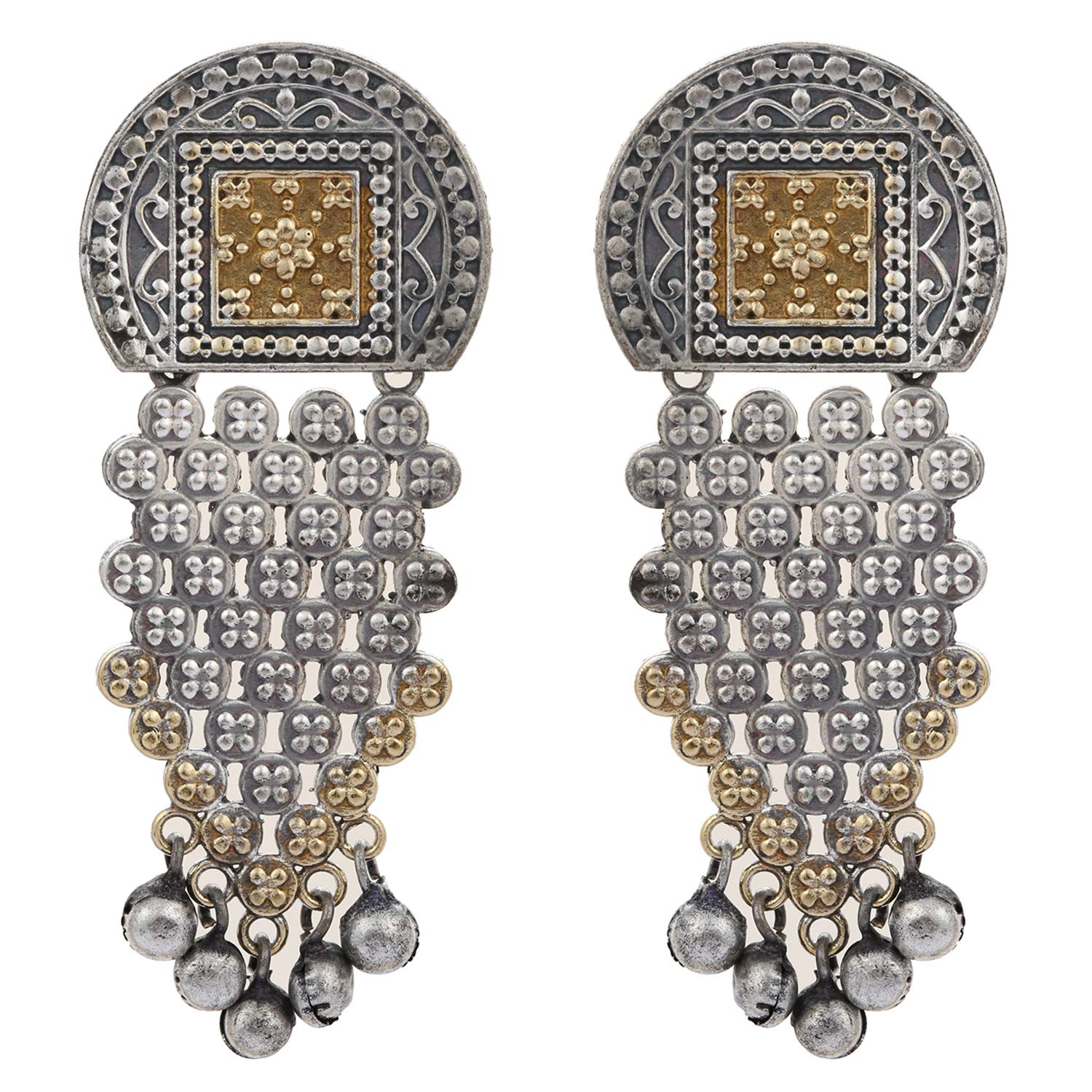 

Двухцветные висячие серьги из окисленного серебра для женщин, антикварные традиционные этнические украшения в этническом стиле