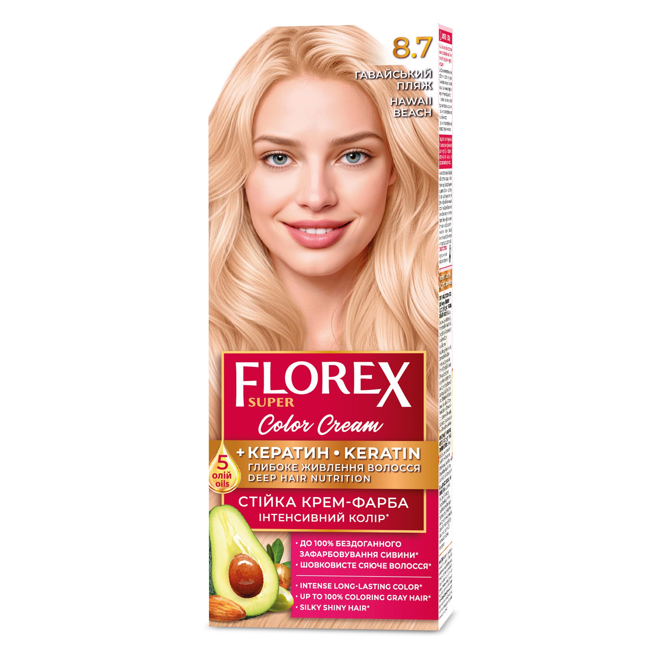 

Florex Super перманентний крем-фарба для волосся - Надає вашому волоссю глибоке живлення, Робить ваше волосся м яким і шовковисто-блискучим. Hawaiian Beach 8.7