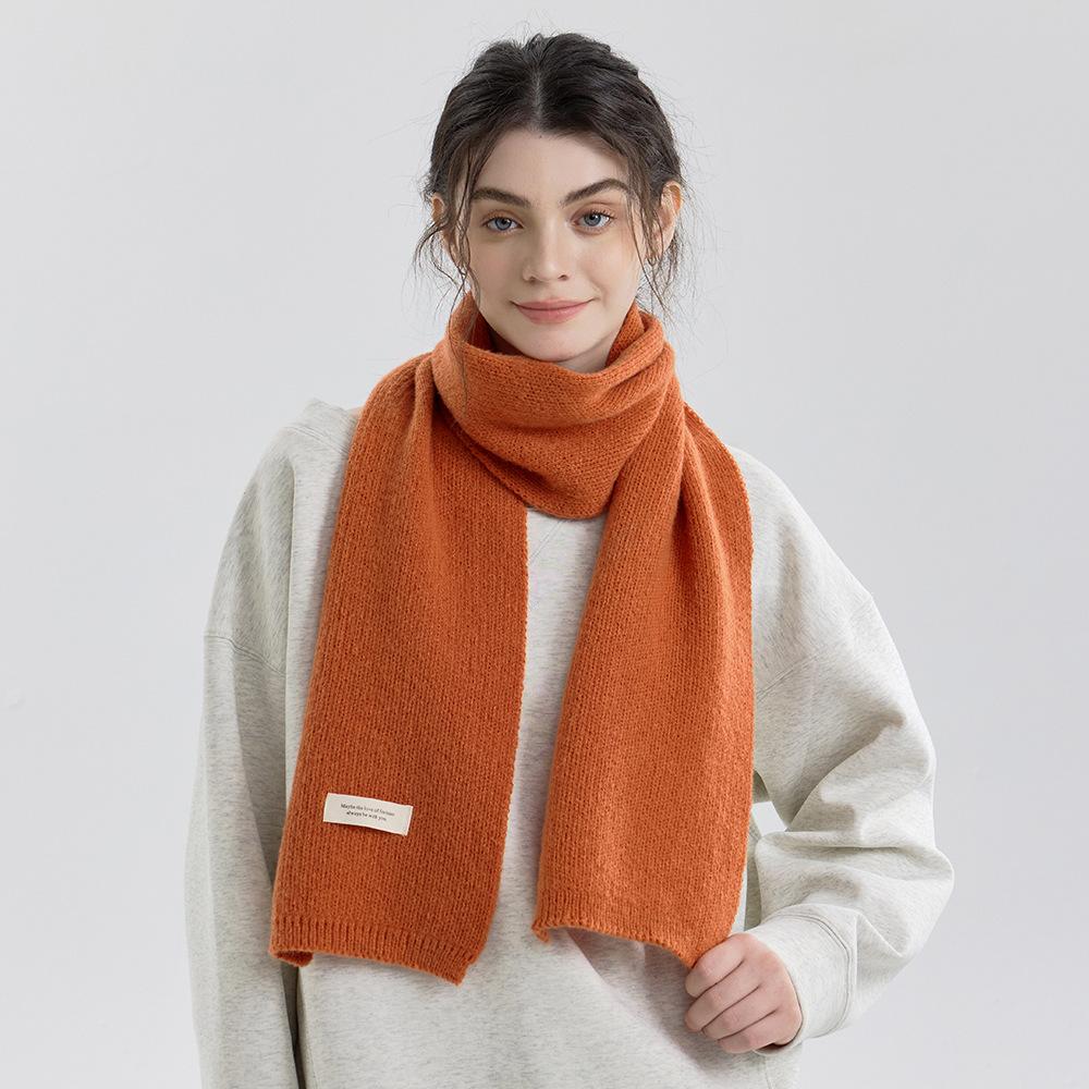 New Winter Versatile Solid Color Knitted Scarf Women's Autumn and Winter Wool Men's and Women's Couples Scarf with Shawl