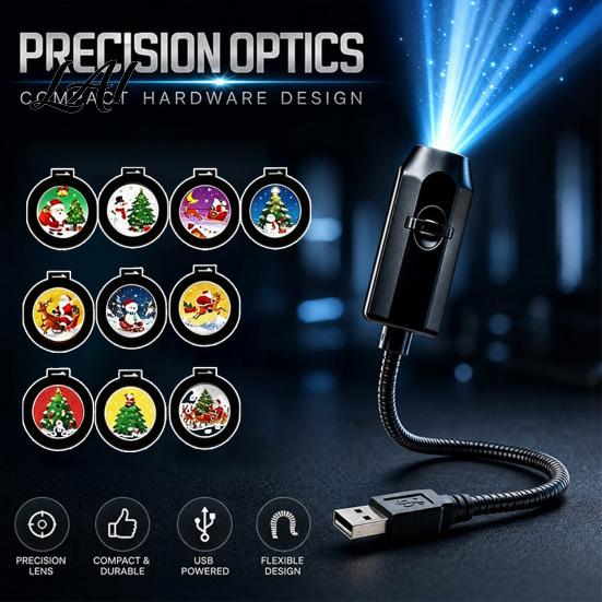 LED Ambient Lamp USB Projector Light for Christmas Flexible Gooseneck Night with 6/10/15/20 Christmas Decoration Lamps Projection Films Bedroom