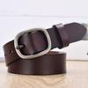 Womens Genuine Leather Belt With Pin Buckle Slim Width Business Casual Waistband Office Everyday Wear