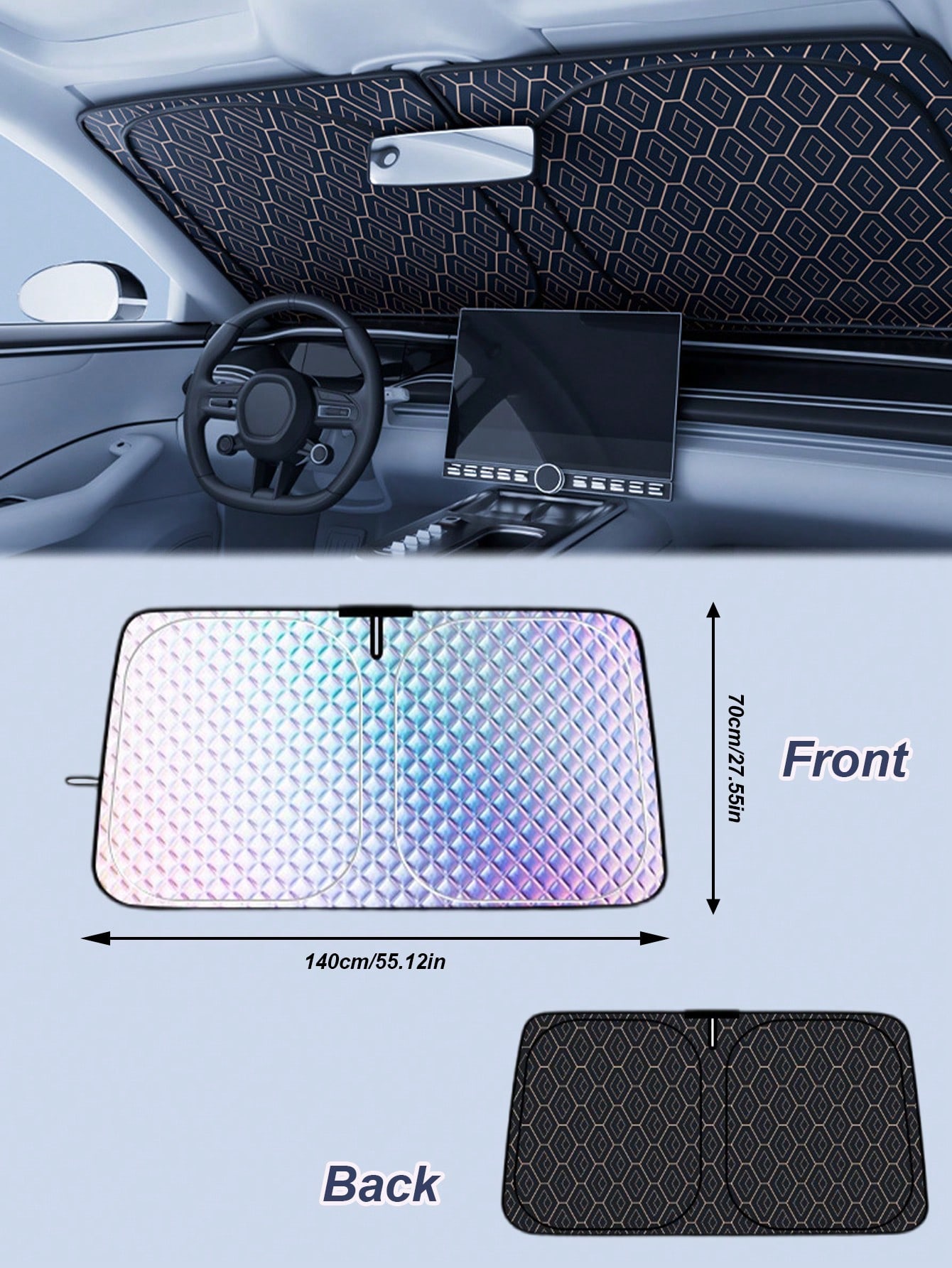 

2026 Upgraded Holographic Double Layer Car Sun Visor, Laser Silver & Diamond Mesh Heat Insulation, Universal for Cars & SUVs