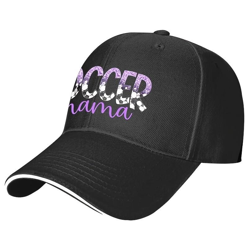 Soccer Mama Glitter Graphic Baseball Cap Casual Cotton Adjustable Hat for Adult One Size