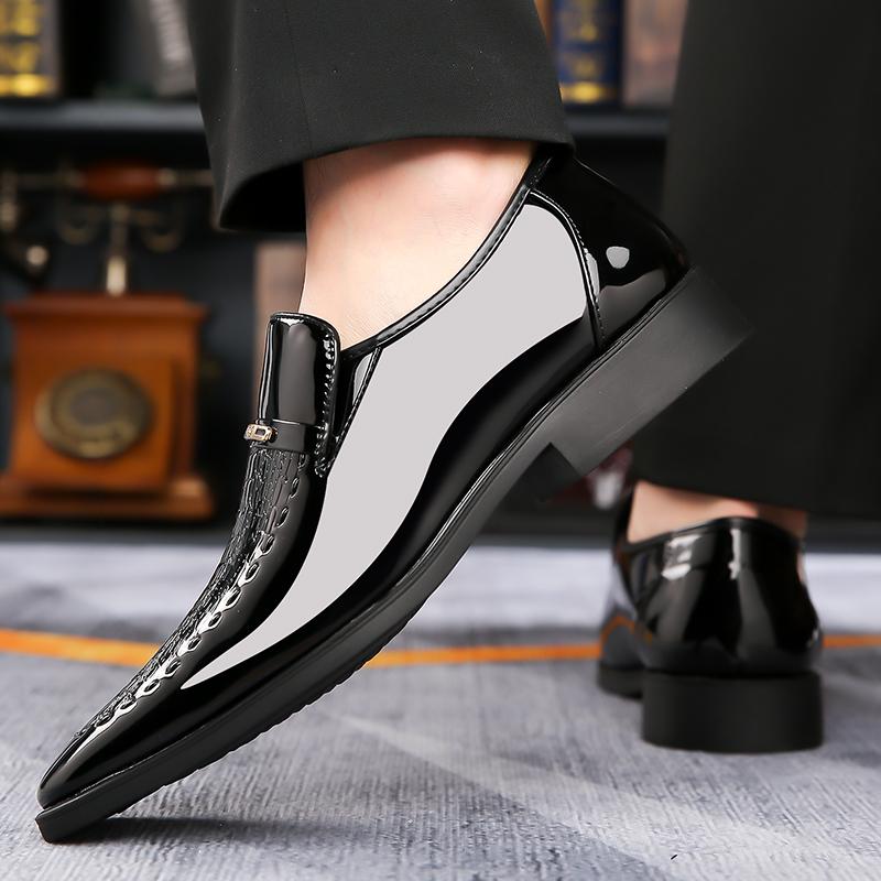 Business Formal Dress Shoes Men Big Size 48 Brown Luxury Leather Loafers Male Slip-on Italian Pointed-Toe Designer Oxford Shoes