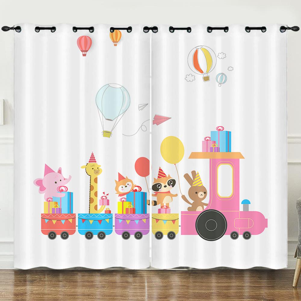 Curtains European And American Cartoon Animals Bear Deer Digital Printing Blackout Curtain Bedroom Punching