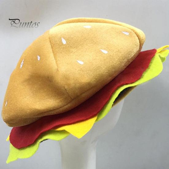 Women Hamburger Hat Adults Cute Funny Realistic Cozy Stretchy Costume Accessories Soft Men Fast Food Cap for Gift Male