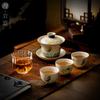 Feitian Dunhuang Household Ceramic Sancai Cover Bowl Single High-end Tea Bowl Anti-scalding Kung Fu Tea Set Holiday Souvenir