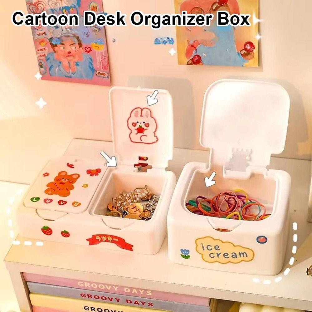 

1Pcs With Lid Desk Organizer Box Makeup Organizer Container Jewellery Stationery Office Supply Style 3