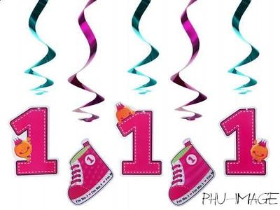 Pink First Birthday Swirls 60cm 5 Pcs 1 Pack