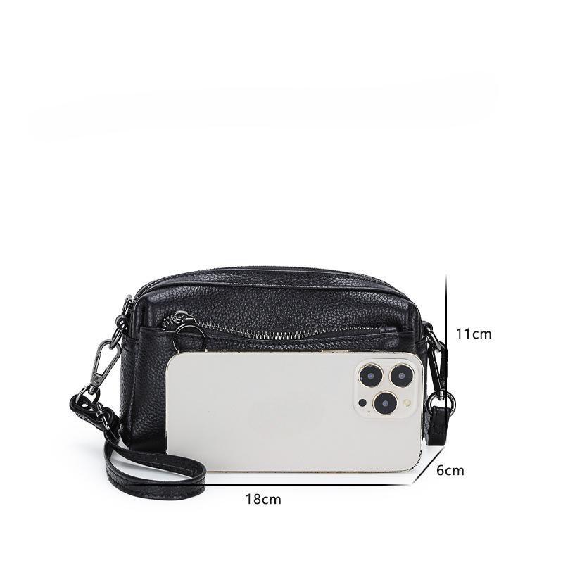 Nische Vielseitige Umhängetasche, Schultertasche aus Rindsleder der ersten Schicht, Tragbar aus echtem Leder, Mehrschichtige Hand-Handgelenk-Kleine quadratische Tasche