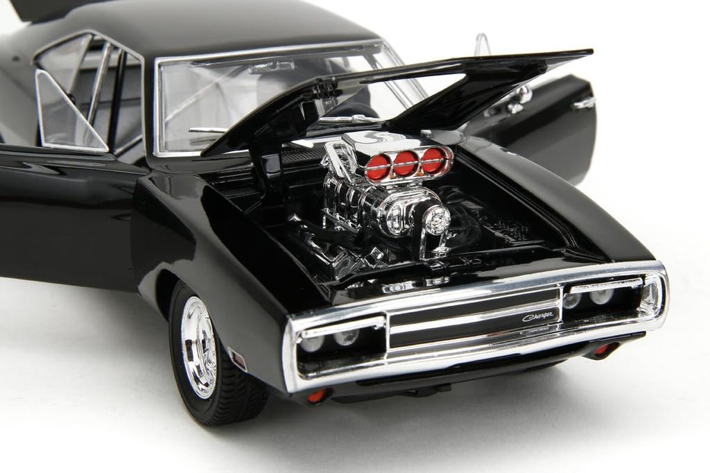 Jada Toys Rychle a zběsile True Spec Series 1970 Dodge Charger Černý hotový produkt JADA33721 a 1/24 F&F R/T (Pravá specifikace)
