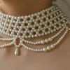 Lightweight Multi Strand Pearls Jewelry Polished Beads Design Necklace for Everyday Wedding Party Clothes Perfectly