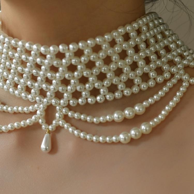 Lightweight Multi Strand Pearls Jewelry Polished Beads Design Necklace for Everyday Wedding Party Clothes Perfectly