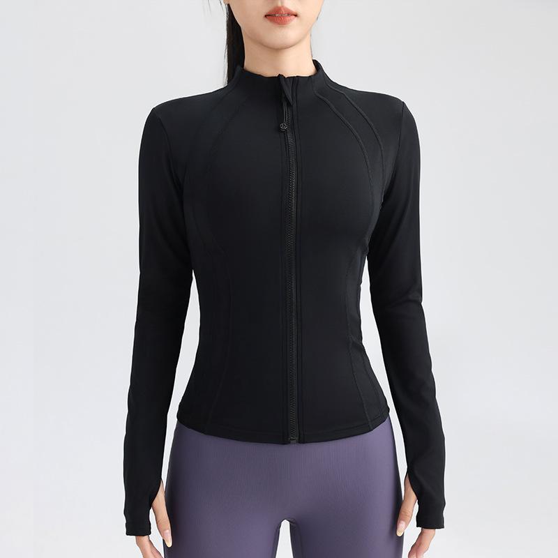 Sports Outdoor Break Fitness Yoga Clothing Zipper Long Sleeve Jacket Stand-Up Neck Running Slim Top Yoga Jacket