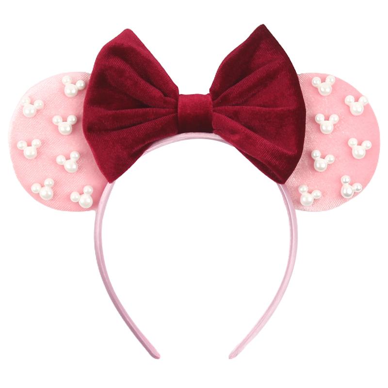 Ny Trendig Musöron Hårband Mickey 3.3" Sammet För Flickor Mjuk Rosett Hårband Halloween Festival Fest Resa DIY Håraccessoarer