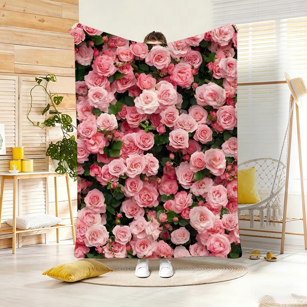 Fresh Flowers Throw Lightweight 240G Flannel Blanket Soft Skin-Friendly For Summer Cooling