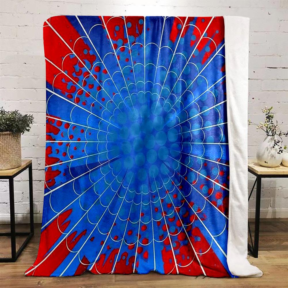 Red and Blue Abstract Web Pattern Warm blanket - Flannel blanket for bedroom, living room, sofa, and nap.