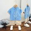 Completo Estivo da Ragazzo a Maniche Corte Stile Cinese per Bambini Hanbok Bello Completo Tang Cotone Lino Sezione Sottile di Abbigliamento Antico
