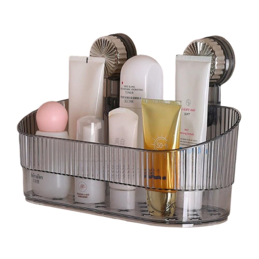 No-Drill Suction Cup Storage Rack Transparent Shower Storage Holder Wall-Mounted Shelf Rack  Home