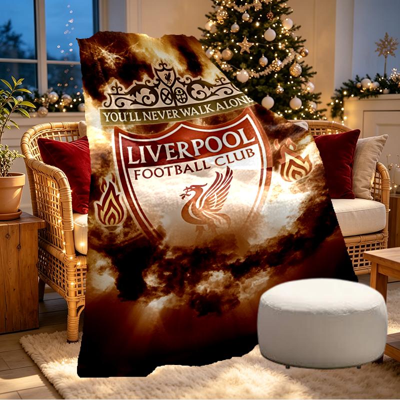 Liverpool F.C. Print Decke - Weich & Bequem, für Schlafzimmer, Reisen, Sofa, Heimdekoration - Geburtstags-Weihnachtsgeschenk für Freund