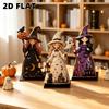 3Pcs Stable Base Halloween Wooden Dog Signs 2D Flat Dog Halloween Figurine Thanksgiving