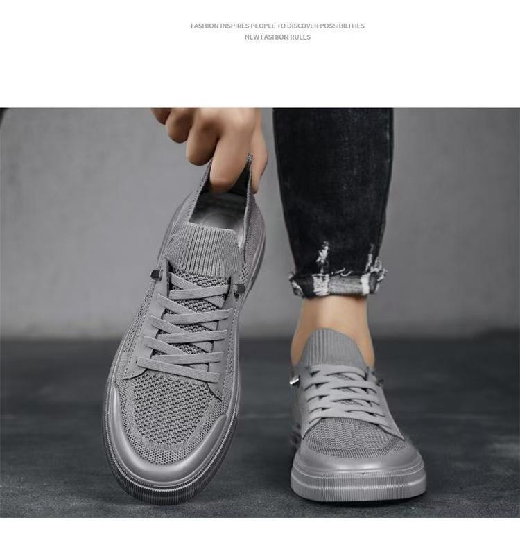 Men's Summer Breathable Knitted Flat Shoes - Lightweight, Soft Sole, Casual Sports Mesh Sneakers