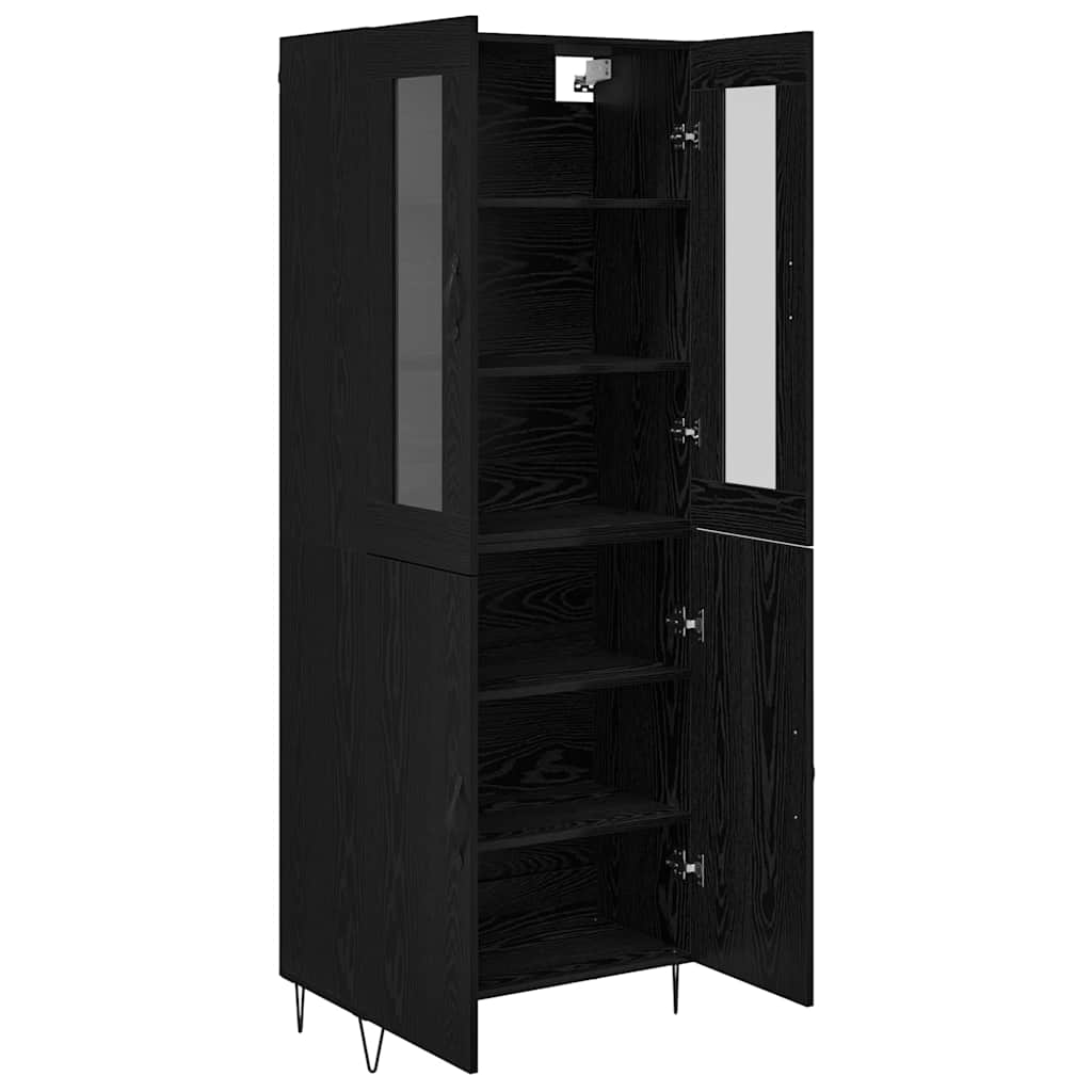 Highboard White and Black Oak 69.5 x 34 x 180 cm