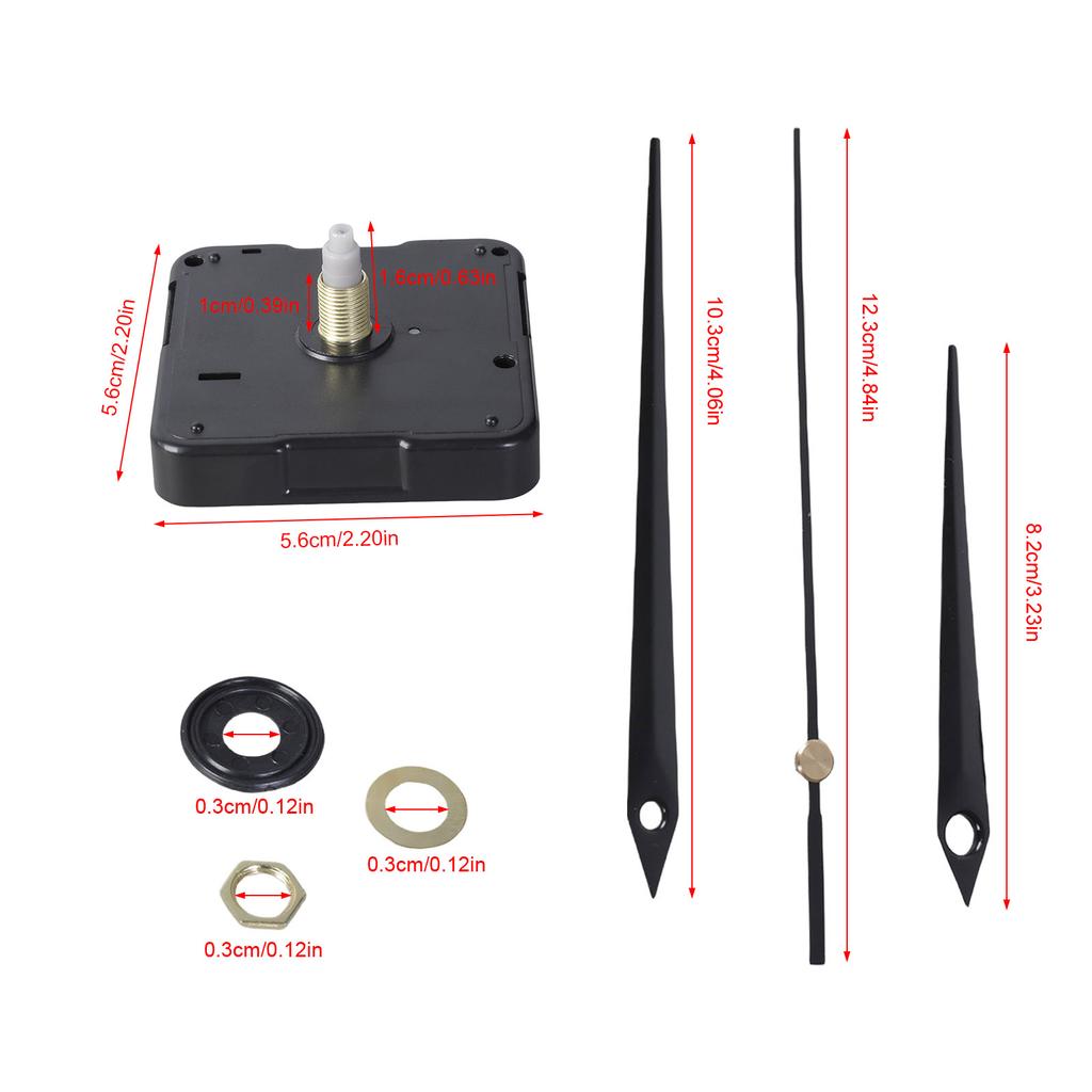 Leise Wanduhrwerk Reparatursets Batteriebetrieben DIY Quarzwerk mit Zeigersatz für Heimdekorationen und Basteln