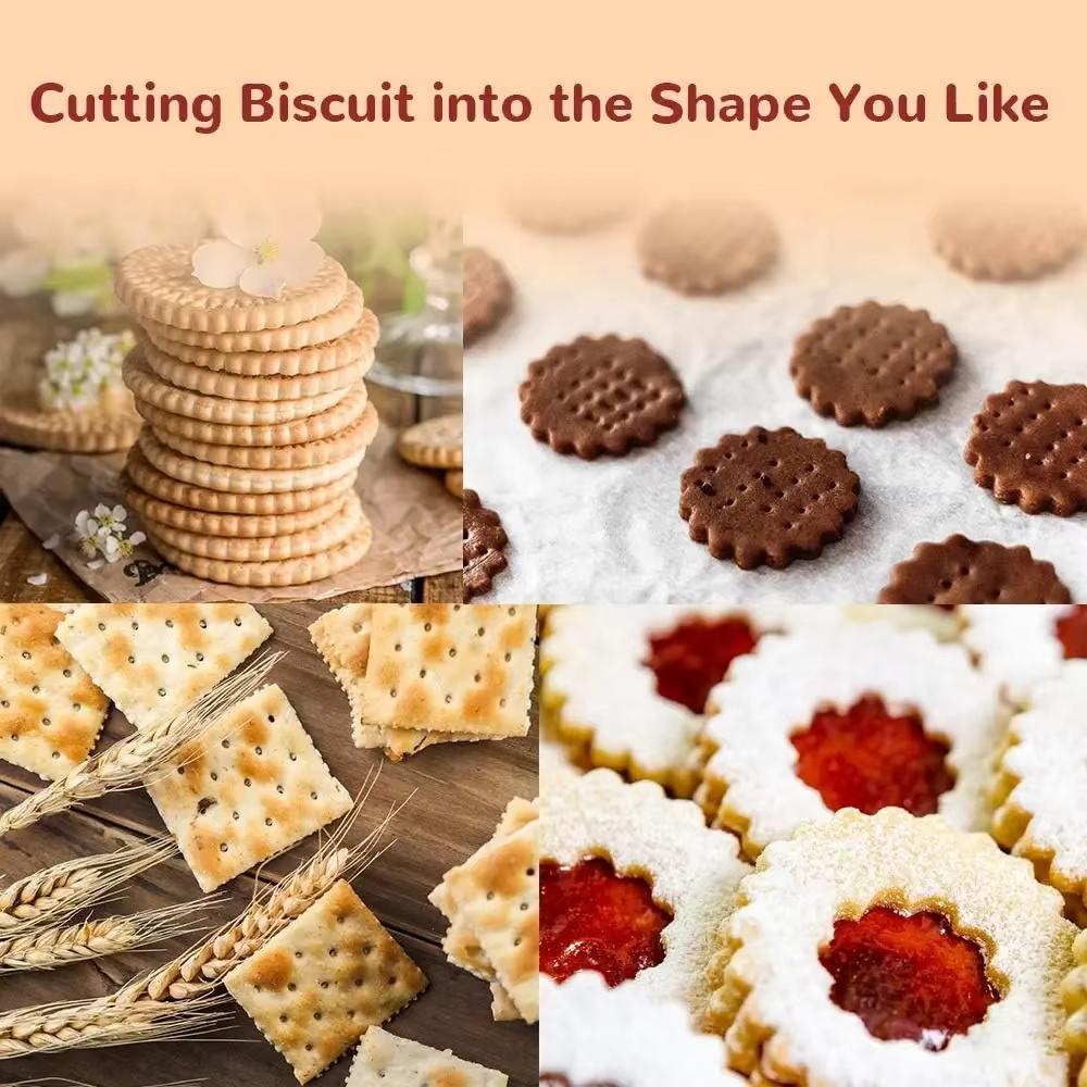 Cutter Stamp Set - Press Stamp with Reading Dough Cutter and Wooden Handle for Ravioli Maker Pasta Cutter Pasta