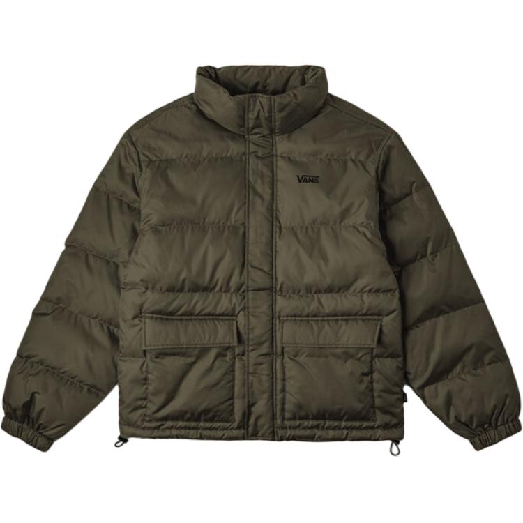 

Vans Solid Color Stand Collar Cuffed Pocket Puffer Jacket Army Green Unisex VN000P32KCZ L