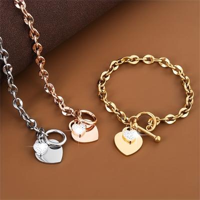 Mode Design de Niche Vent Acier Titane Dames Boucle Ot Amour Bracelet Acier Inoxydable Bracelet Polyvalent pour Femmes Bijoux