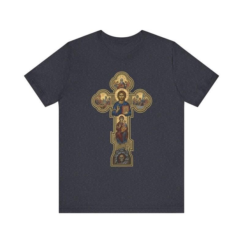 Orthodox Cross T-Shirt Eastern Catholic Icon Christian Faith Graphic Tee For Men XXXL