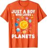 Just A Boy Who Loves Planets Solar System Space Lover Kids TShirt Funny Astronomy Science Graphic Outfit Boys Fashion Tee Tops