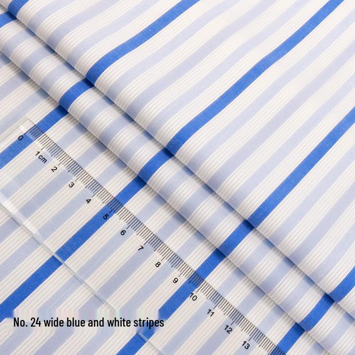 Blue, White, Gray Striped Cotton Fabric for Summer Shirts and Work Dresses