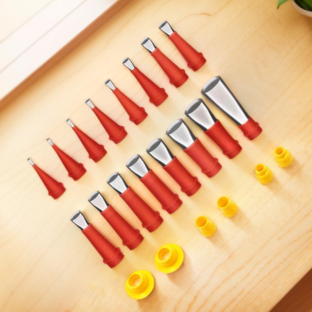 22Pcs 16 Piece Rubber Nozzle Tool with Removable Base Stainless Steel Caulking Nozzle Coating Caulk Tips Caulk Extension Nozzle