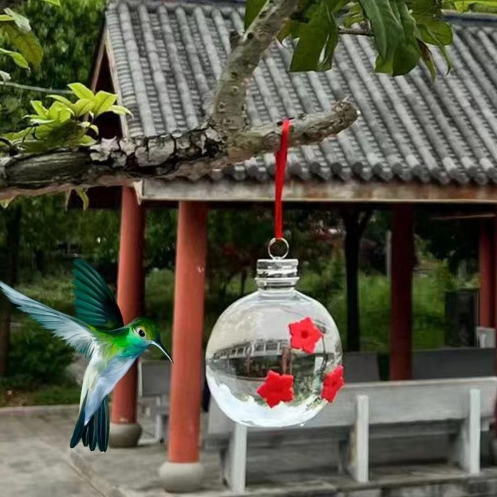 Three Hole Hummingbird Feeder Visible Birds Water Dispenser Outdoor Garden