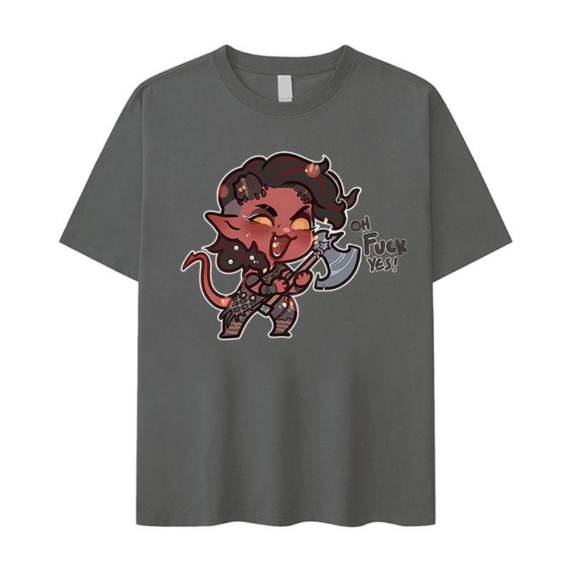 T-shirt Graphique Drôle Karlach Baldur's Gate 3 Hommes Femmes Mode Col Rond Manches Courtes T-shirts Décontracté 100% Coton T-shirt Surdimensionné