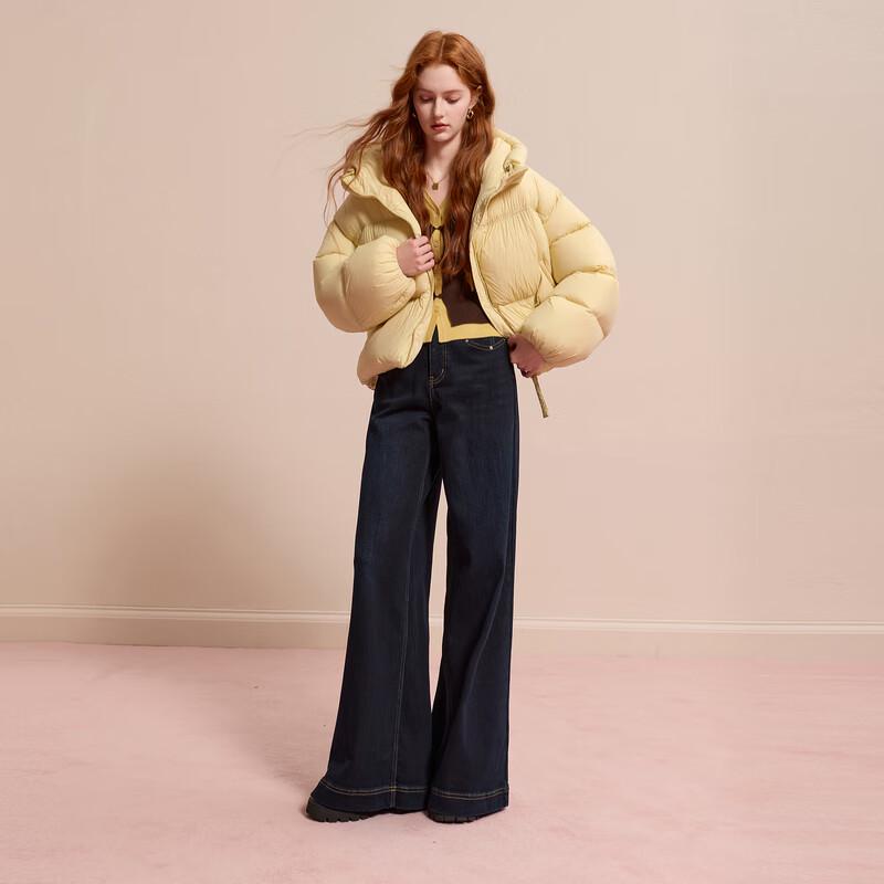 Sancai Winter 2025 Vintage Washed Fleece Lined Wide-Leg Jeans