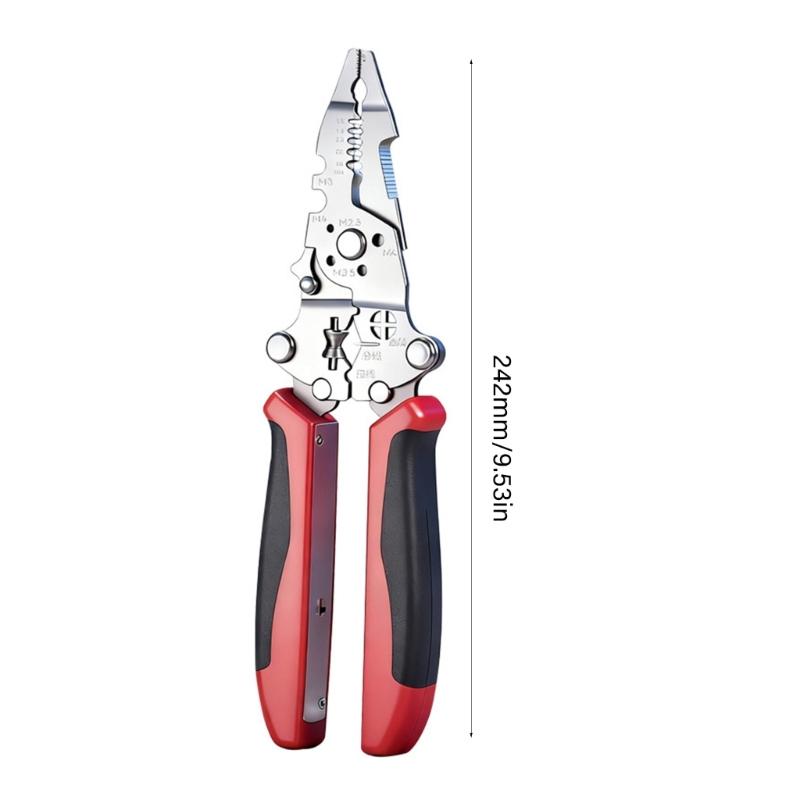 Space Saving Foldable Electrician Pliers Tool With Illumination For Wire Stripping Cutting And Crimping In Low Light