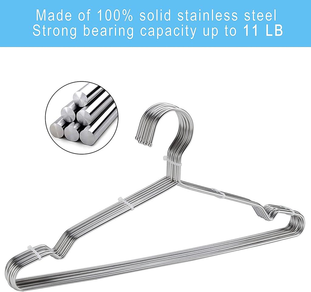Seropy Stainless Steel Laundry Convenient for Inch Inch Inch Silver Hangers, 40-Pack, Rustproof, Bendable, Durable, Storage, Skirts, Trousers, Coats,
