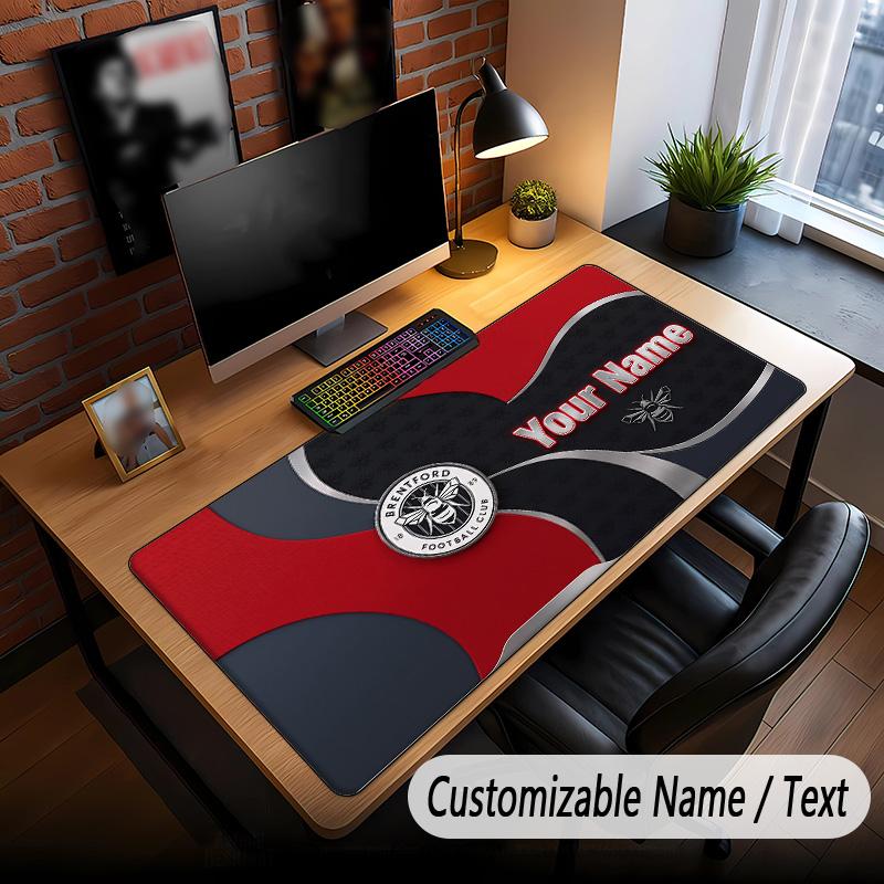 Large Mouse Pad Brentford Football Print Custom Name Text Desk Mat for Office Gaming
