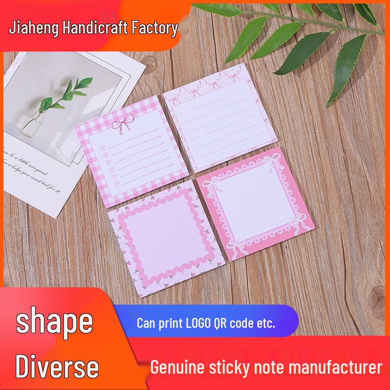 Pink Bow Reusable Ribbon Sticky Notes - Cute Student Memo Notebook Customizable