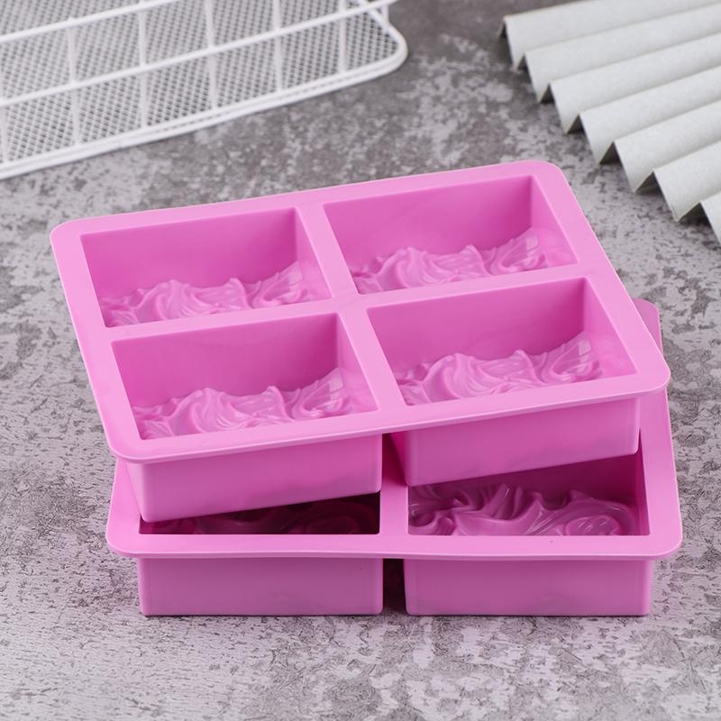 4-Kammer Wellenmuster Silikonform 3D Handgemachte Seifenform Schokoladenkuchen Dekoration Küche Backform