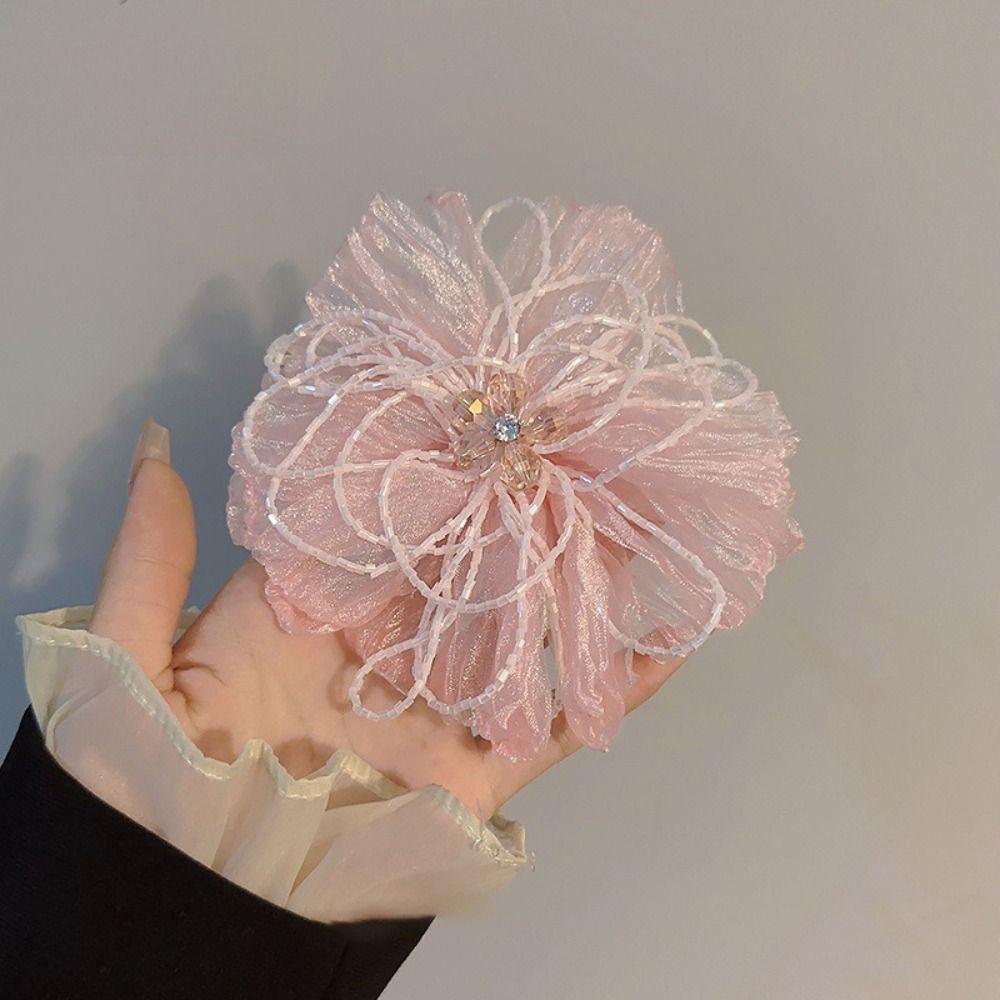 Organza Fabric Flower Patch Beaded Flower Flower Applique Clothing Decoration