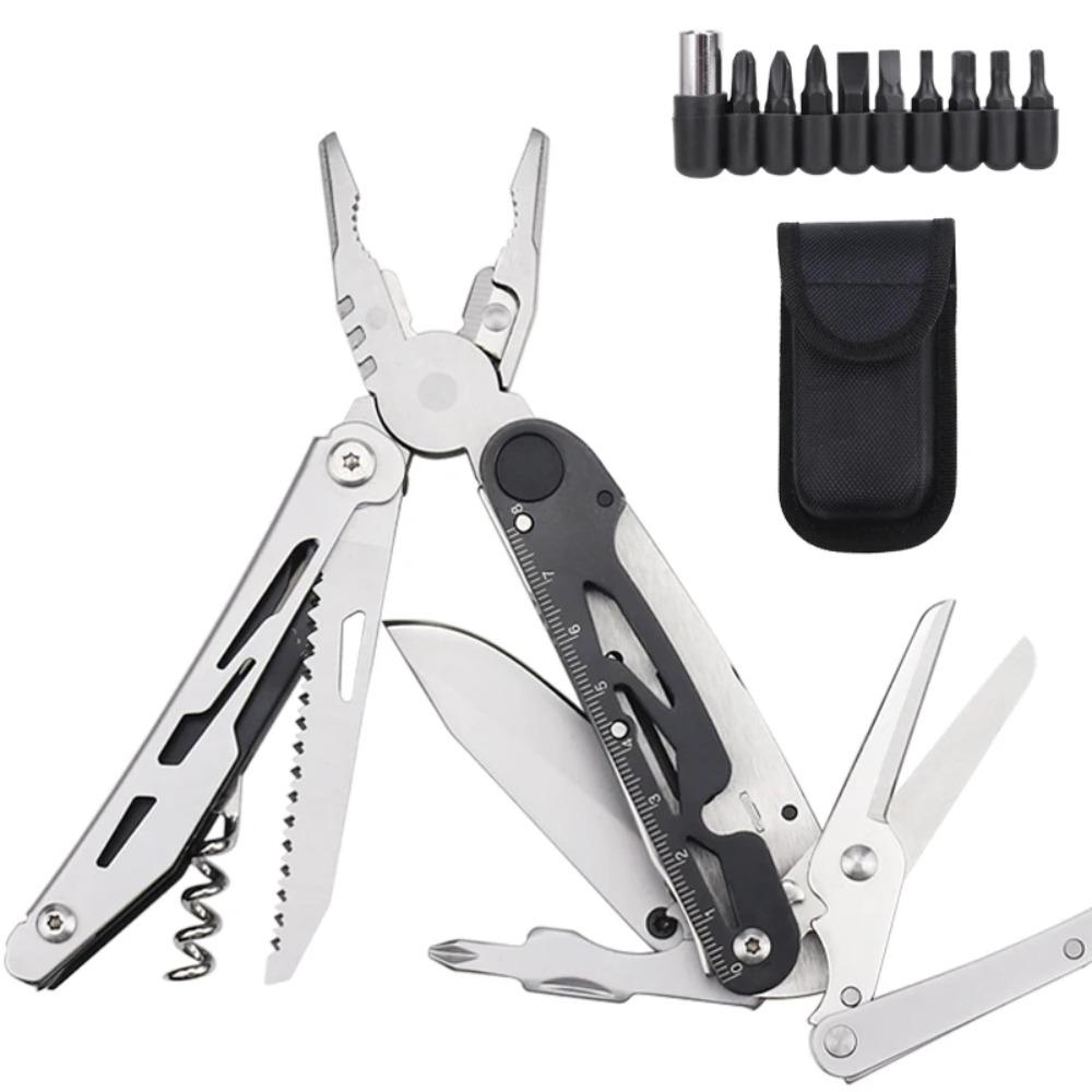 JUNEFOR Camping Multifunktionale Zange EDC Multi-Tool Klappzange Schneidwerkzeuge Handwerkzeuge Großes Messer Schere Zangen Werkzeugsatz Set