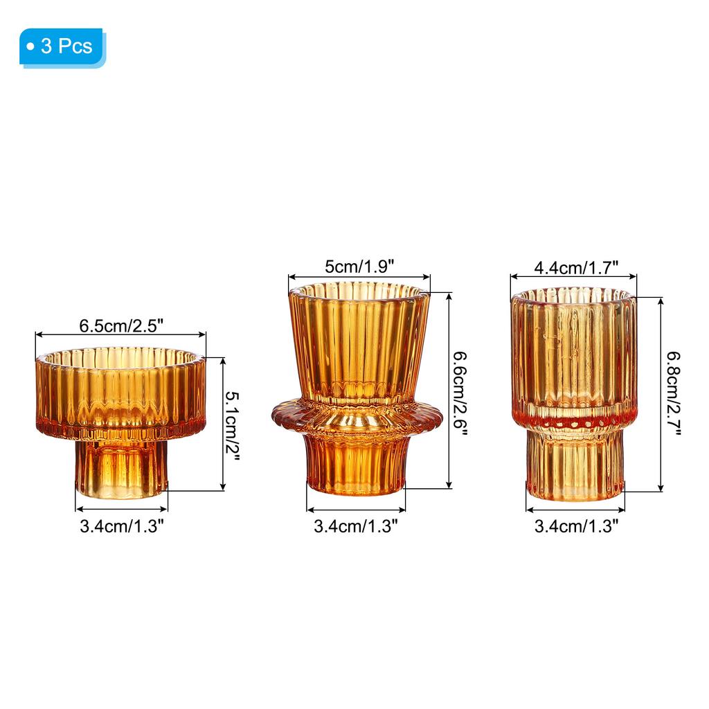 3pcs Glass Candlestick Holders Tealight Taper Candle Holders Table Candle Stand for Table Centerpiece Wedding Party Dinner Decor