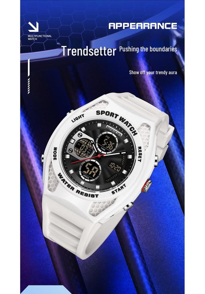 Sanda Sports Waterproof Men's Multifunctional Large Dial Wristwatch with Alarm & Calendar