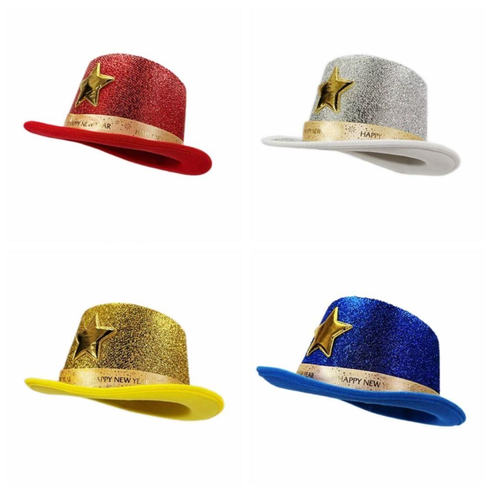 Wide Brim Shiny Jazz Hat Woolen Festival Party Cap Cool Suit Top Hat  Fashion Show