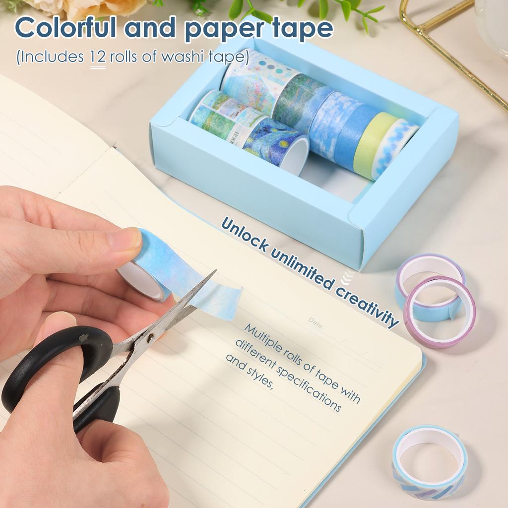 12Rolls Cute Washi Tapes Japanese Adhesive Decorative Masking Tape Scrapbook Stationery Stickers School Supplies DIY Craft Decor
