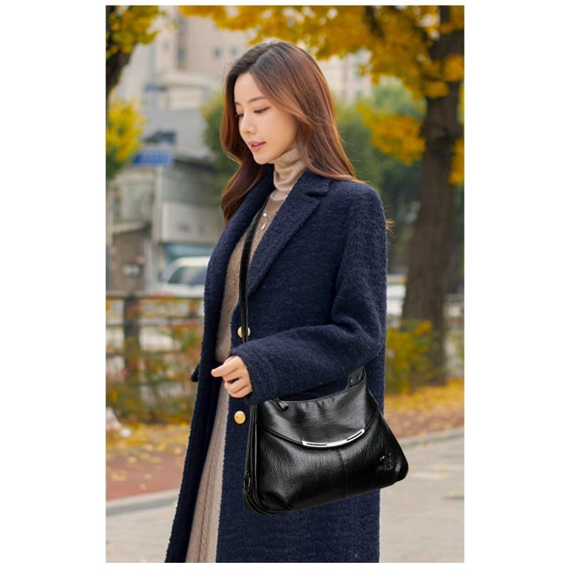Simple Women's Shoulder Bag, Casual Crossbody Bag, Fashionable Shoulder Bag, Soft PU Leather Handbag Suitable for Daily Use and Shopping